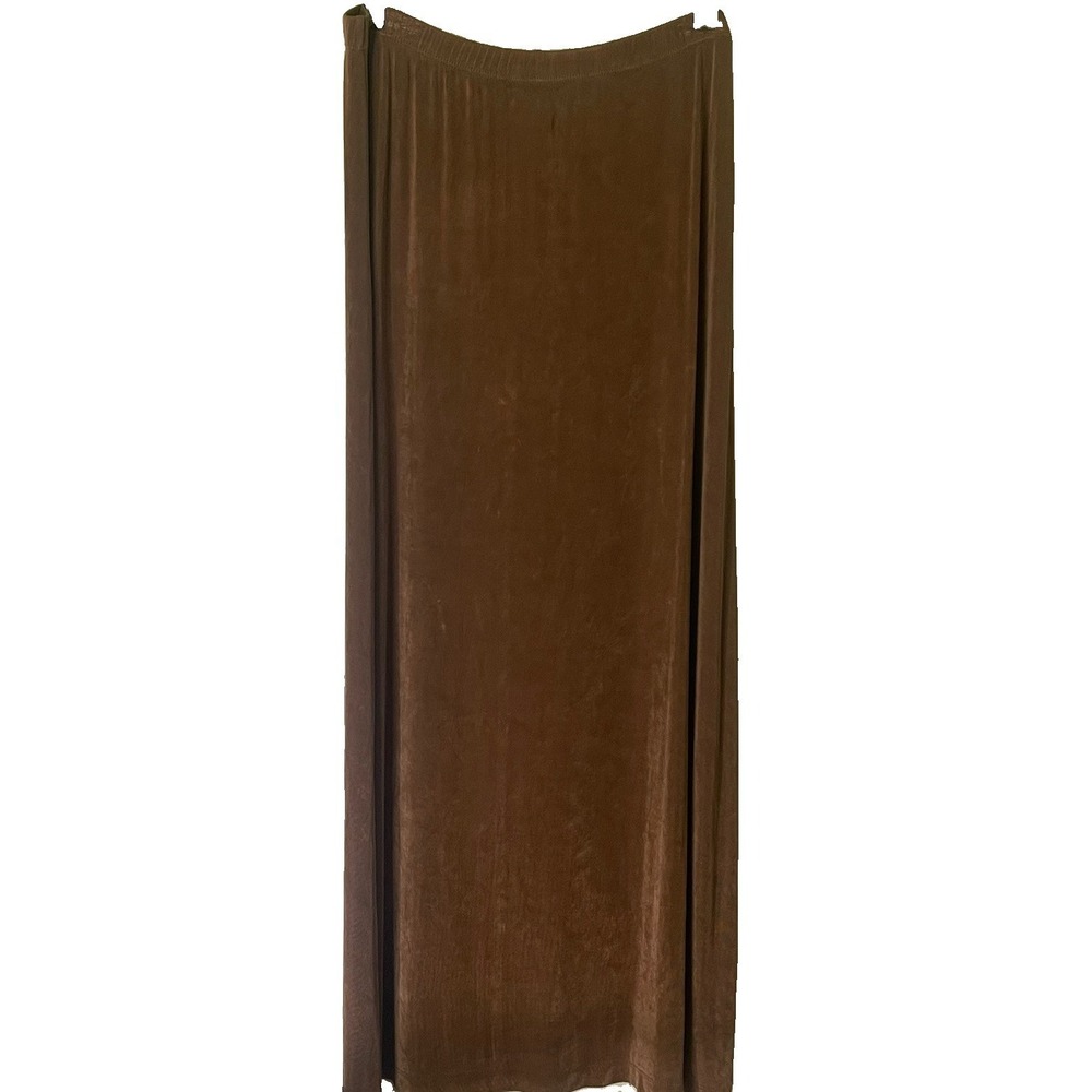 Vintage Y2K Slinky Brand Women's Large Brown Maxi Skirt Floor Length Stretch USA
